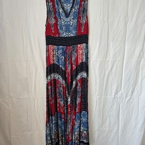 Bila Red, Blue & Black Printed Maxi Dress